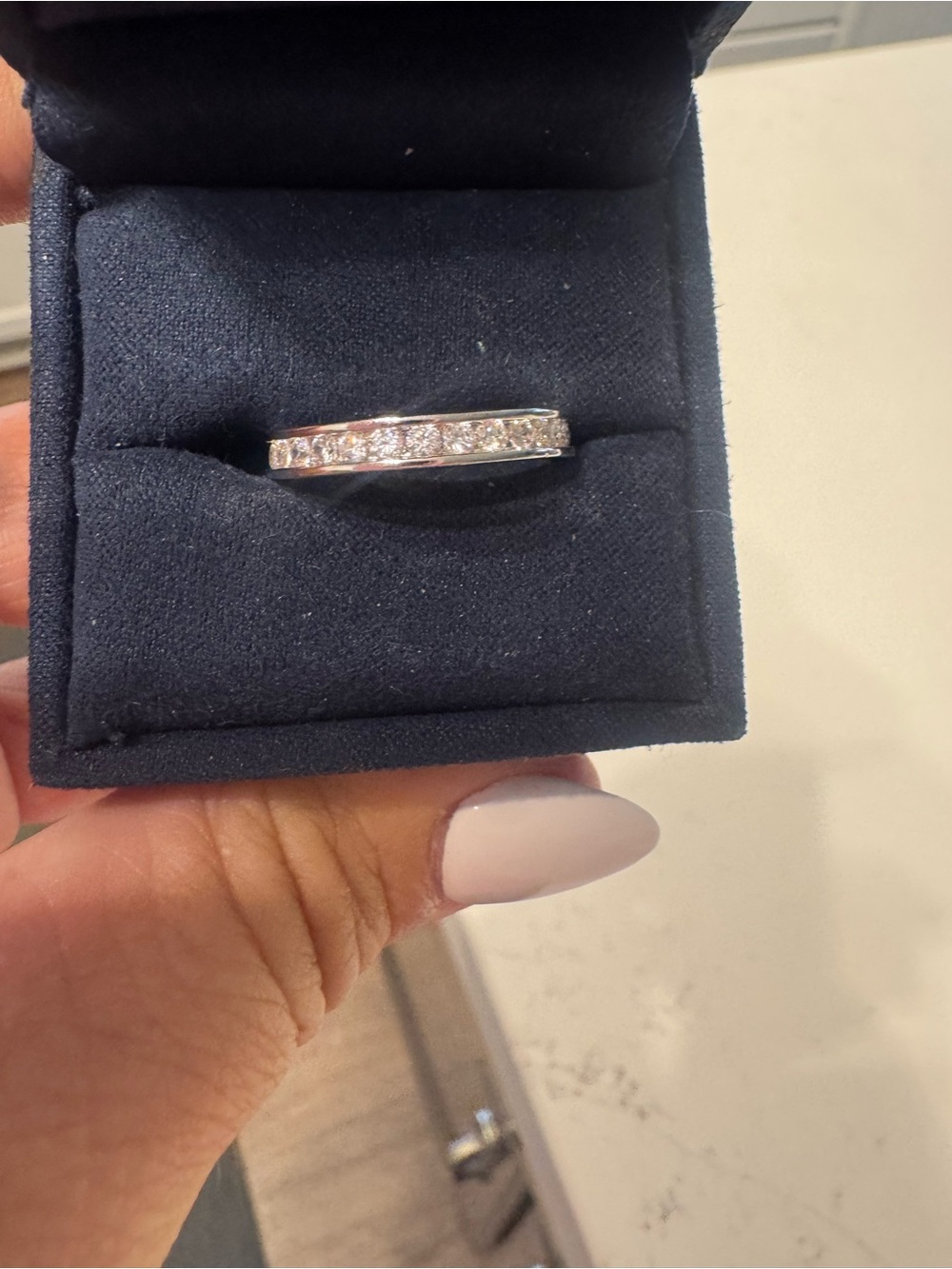 Classic Women's Sterling Silver Channel-Set Cubic Zirconia Band - Picture 4 of 4